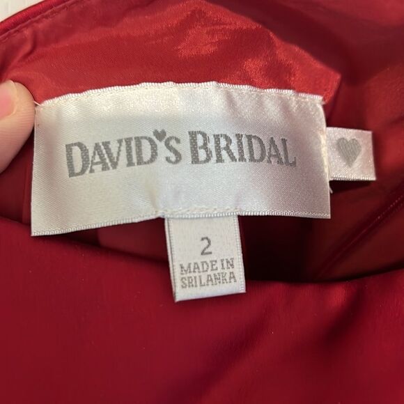 David’s Bridal apple red one shoulder dress - Picture 3 of 3